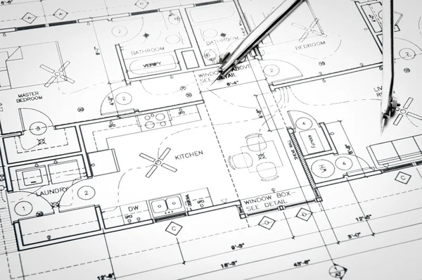 Construction planning drawings — Stock Photo, Image