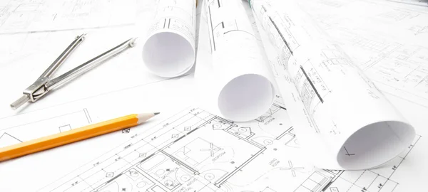 Planning constructietekeningen — Stockfoto