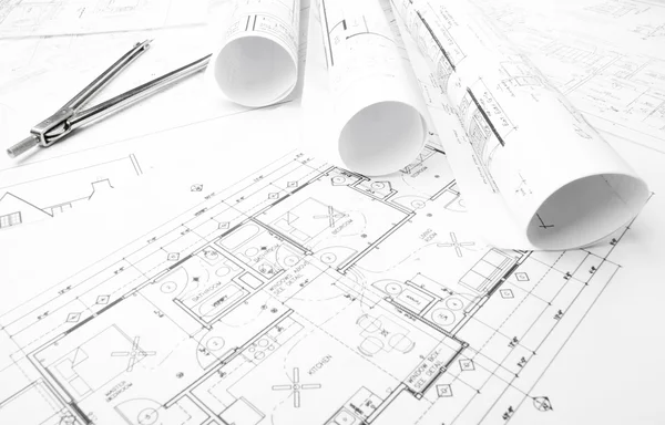 Construction planning drawings — Stock Photo, Image