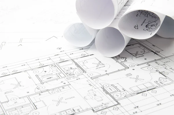 Construction planning drawings — Stock Photo, Image