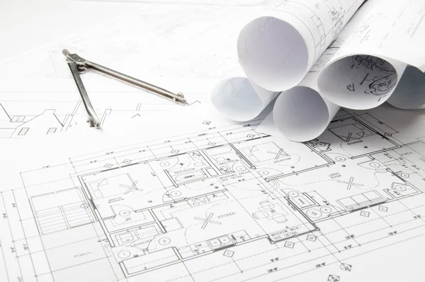 Planowania rysunków budowlanych — Zdjęcie stockowe