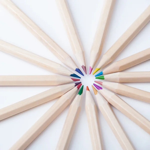 Colorful wooden pencils on white background — Stock Photo, Image