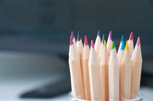 Pencils in a glass jar — Stock Photo, Image