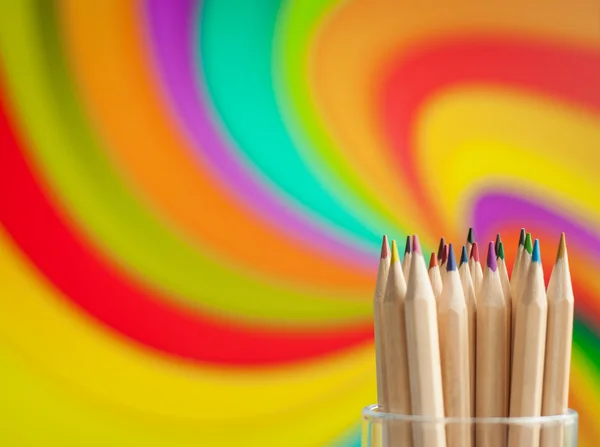 Colorful wooden pencils on colorful background — Stock Photo, Image