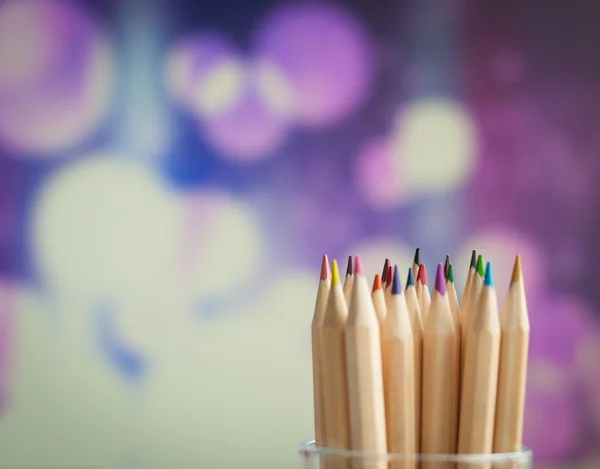 Colorful wooden pencils on colorful background — Stock Photo, Image