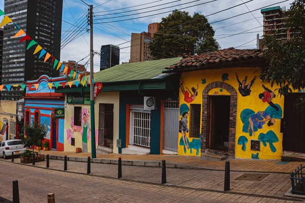 Perseverancia Quartiere Luogo Colorato Antico Bogot Con Strade Vecchie Case — Foto Stock