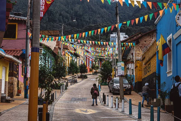 Perseverancia Neighborhood Colorful Old Place Bogot Streets Old Houses Contrast — Stock Photo, Image