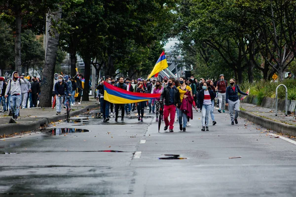 Halk Yürüyüş Siyaset Hükümet Yolsuzluk Taciz Polis Bogota Kolombiya Proletarya — Stok fotoğraf