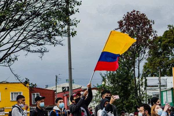 Pessoas Marcha Política Governo Corrupção Abuso Polícia Bogotá Colômbia Proletariado — Fotografia de Stock