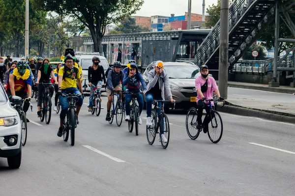 Manifestation Cycliste Dans Les Rues Bogota Contre Gouvernement Ivan Duque — Photo