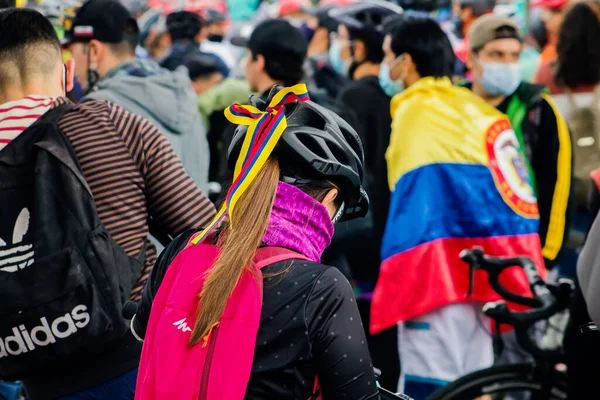 Radfahrer Protestieren Den Straßen Von Bogota Gegen Die Regierung Von — Stockfoto