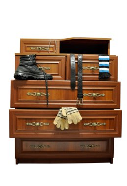 Brown wooden chest. clipart