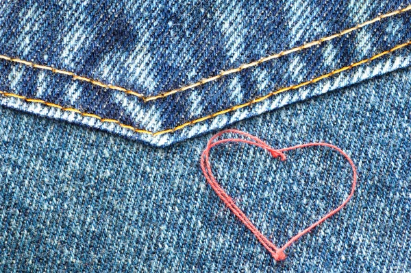 Heart on jeans. — Stock Photo, Image