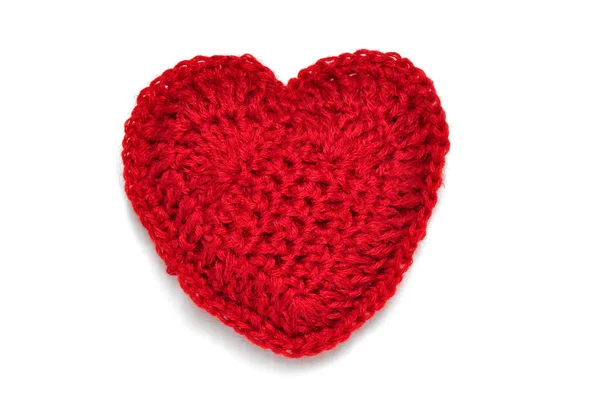 Knitted red heart. — Stock Photo, Image