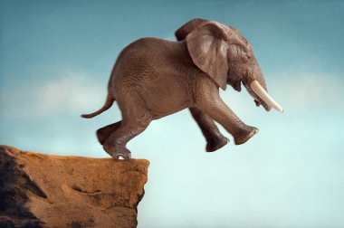leap of faith concept elephant jumping into a void clipart
