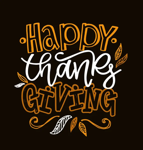 Happy Thanksgiving Day Söt Handritad Doodle Bokstäver Etikett Tacka Var — Stock vektor