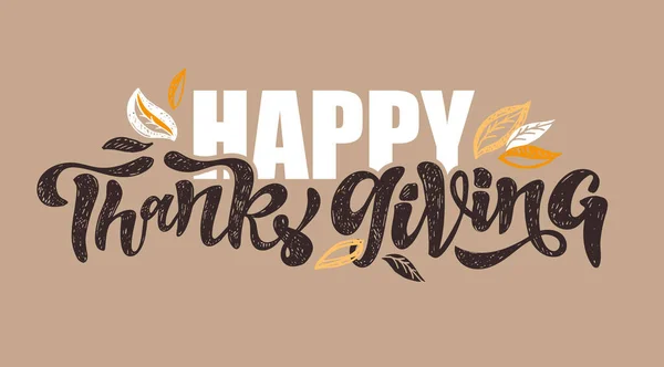 Happy Thanksgiving Day Etichetta Lettering Disegnata Mano Carina Ringrazia Sii — Vettoriale Stock