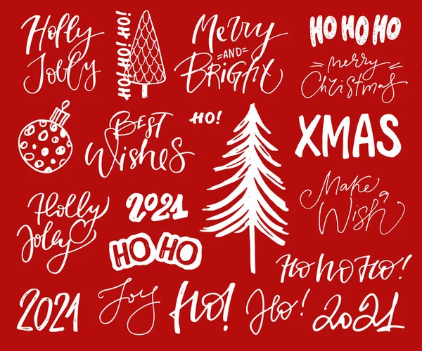 Счастливого Рождества Нового Года Милая Открытка Нарисованная Вручную Поздравительная Открытка — стоковый вектор