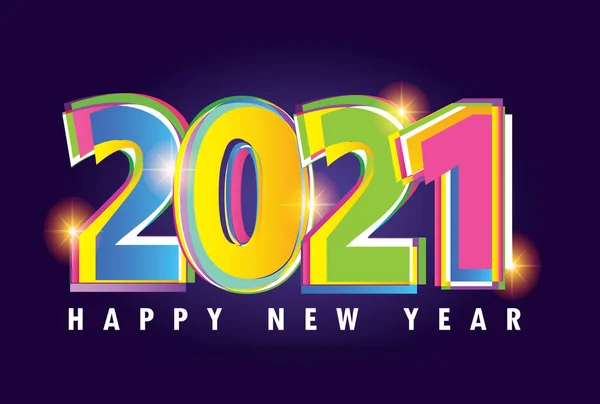 祝2021年新年快乐 可爱的邀请卡 2021年 庆祝标签 — 图库矢量图片
