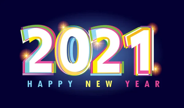 祝2021年新年快乐 可爱的邀请卡 2021年 庆祝标签 — 图库矢量图片