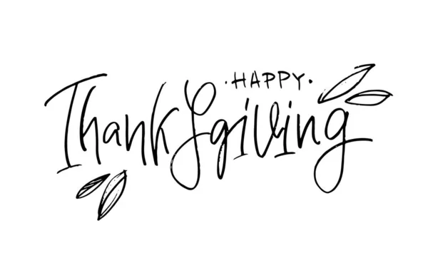 Buon Giorno Del Ringraziamento Carino Disegnato Mano Etichetta Lettering Doodle — Vettoriale Stock