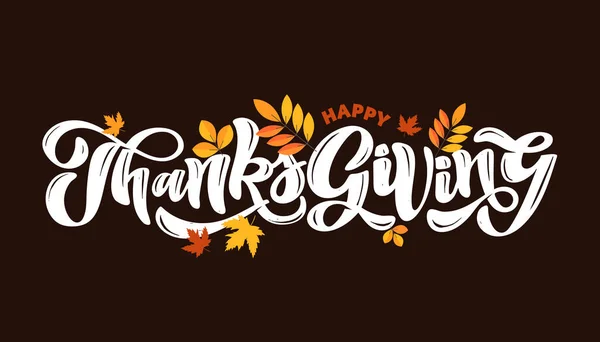 Happy Thanksgiving Day Cute Hand Drawn Doodle Lettering Label Thenkful — Stock Vector