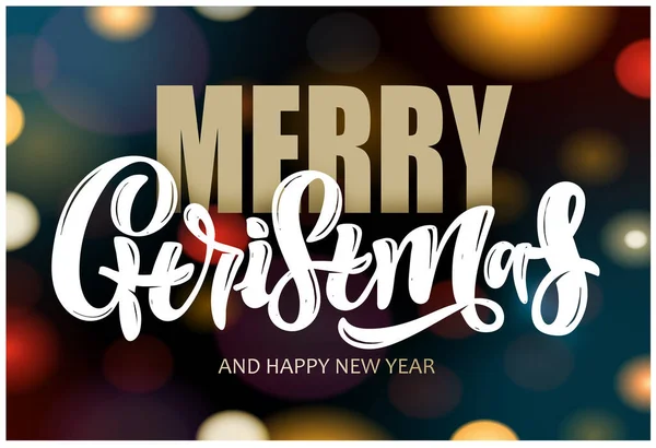 Feliz Natal Feliz Ano Novo Bonito Mão Desenhada Doodle Lettering — Vetor de Stock