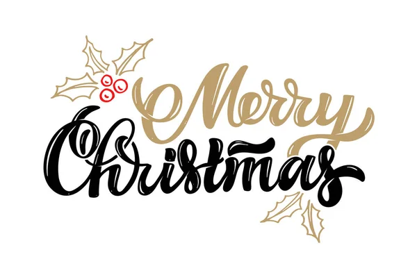 Feliz Natal Feliz Ano Novo Bonito Mão Desenhada Doodle Lettering — Vetor de Stock