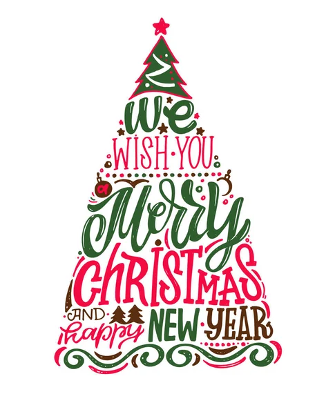 크리스마스 뉴이어 귀여운 손으로 안녕하 귀여운 템플릿 디자인 — 스톡 벡터