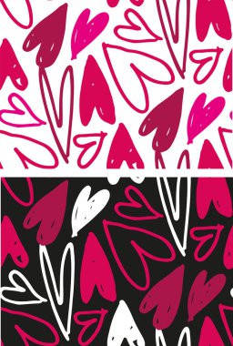 Sevimli el çizimi karalamalar, kalpten gelen aşk örnekleri. Ben de seni. Sevgililer Günü - Güzel etiket sanatı. Tişört tasarımı