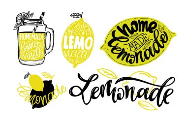 Limonata hakkında el yazısıyla yazılmış bir alıntı. Tipografik menü tasarımı. Restoran için poster ya da baskı şablonu. Komik bir kavram. Vektör illüstrasyonu
