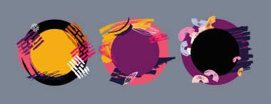 Soyut model arkaplanı. Yaratıcı karalama sanatı farklı şekil ve dokulara sahip kusursuz desen. El yapımı elementlerle kolaj. Vektör