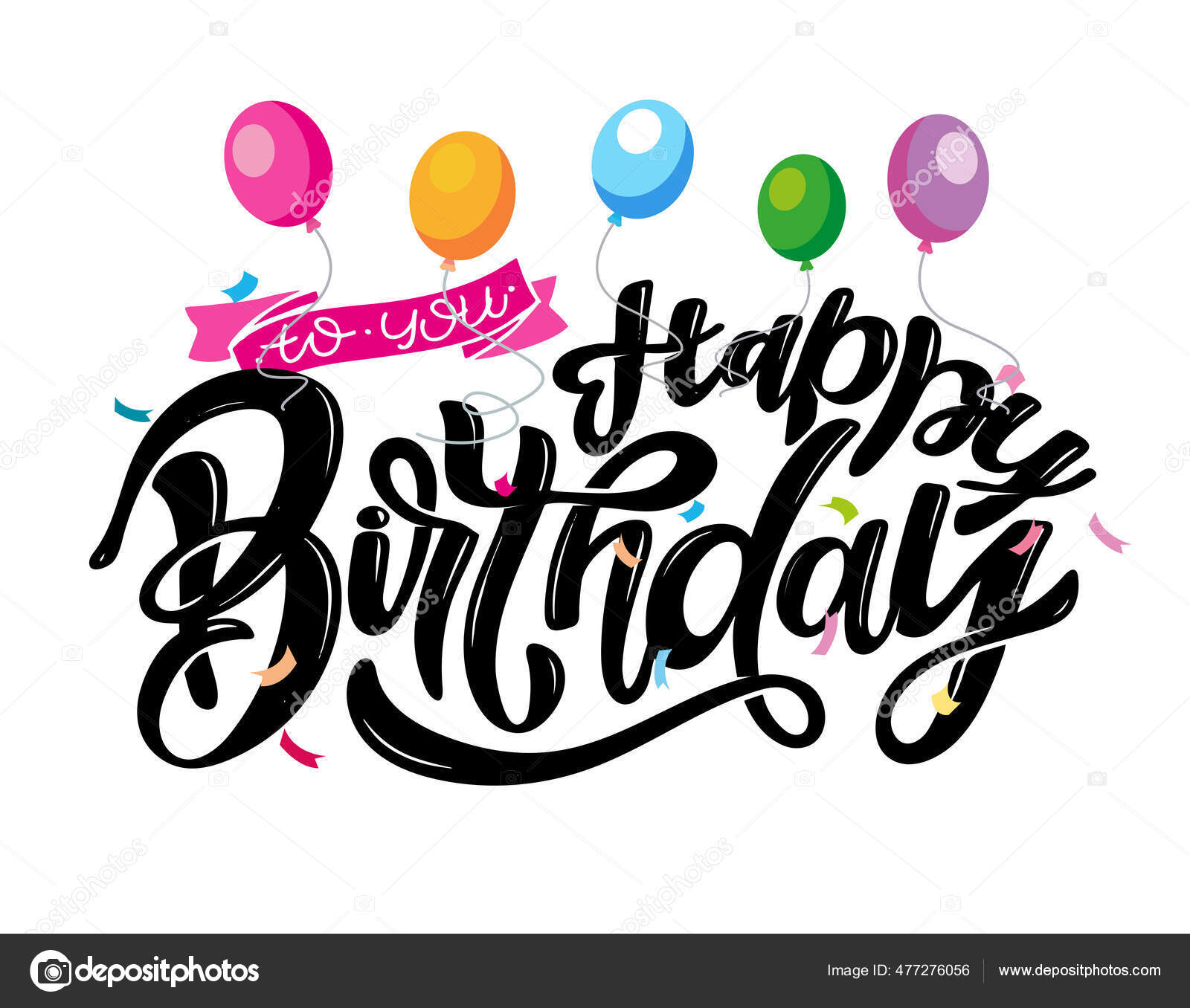 Joyeux Anniversaire Belle Affiche Carte Vœux Avec Calligraphie Texte Noir Image Vectorielle Par Jane55 C Illustration