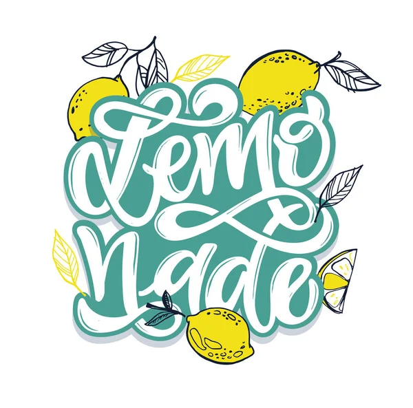 Citrus Citron Λεμόνι Μοτίβο Φόντο Καλλιτεχνική Ετικέτα Λεμονάδα Χαριτωμένο Χέρι — Διανυσματικό Αρχείο