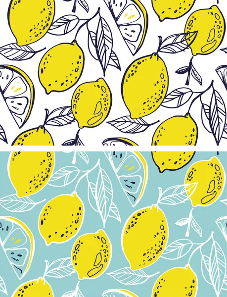 Citrus Citron Lemon Pattern Background Lemonade Art Label Cute Hand — Stock Vector