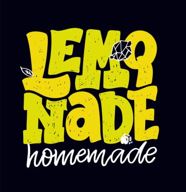 Sevimli el çizimi karalama harfleri etiketi - narenciye ev yapımı limonata. Poster, pankart, tişört tasarımı için Lemobade etiketi.