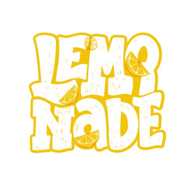 Sevimli el çizimi karalama harfleri etiketi - narenciye ev yapımı limonata. Poster, pankart, tişört tasarımı için Lemobade etiketi.