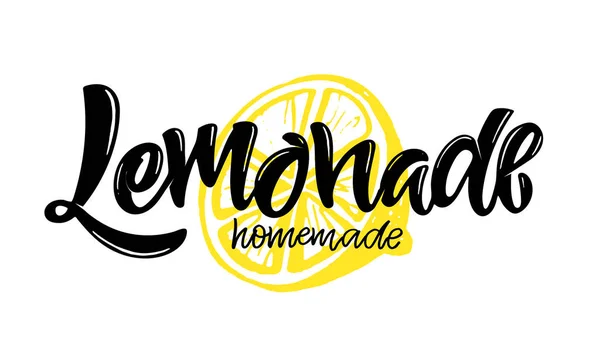 Schattig Met Hand Getekend Krabbeletiket Citrus Zelfgemaakte Limonade Lemobade Label — Stockvector