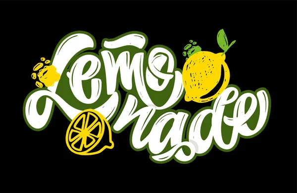 Söt Handritad Doodle Bokstäver Etikett Citrus Hemlagad Lemonad Lemobade Etikett — Stock vektor