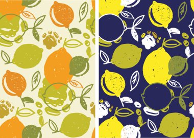 Citrus pürüzsüz desenli modern illüstrasyon. Limon dilimleri pürüzsüz desen, limon vektör arkaplan, taze meyve yüzey deseni.