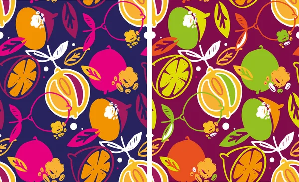 Citrus Nahtlose Muster Moderne Illustration Zitronen Und Orangenfrüchte Mit Blättern — Stockvektor