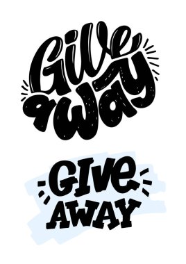 Başkasına ver. Komik el çizimi karalama etiket sanatı. Afiş, tişört tasarımı için harf posteri.