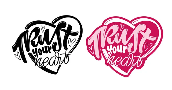 Love You Happy Valentines Day Trust Yout Heart Cute Lettering — Stock Vector