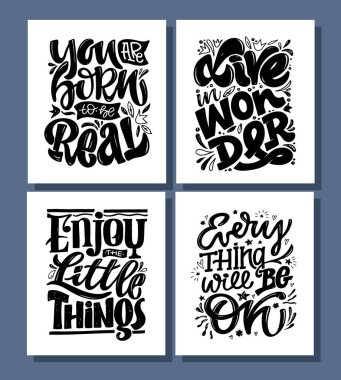 Modern kaligrafi tarzında hayat hakkında el yazısı alıntıları. Baskı ve poster tasarımı sloganı. Vektör illüstrasyonu