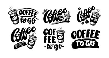Kahve zamanı - şirin el çizimi karalama harfleri etiketi / Balkabağı baharatlı latte. Kahve hazır.!