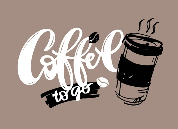 Kaffeezeit Kaffeebecher Coffee Motivationsschreiben Über Kaffee Schriftzug Für Poster Aufkleber — Stockvektor