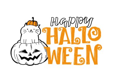 Cadılar bayramın kutlu olsun. Güzel el çizimi karalama harfleri. Cadılar Bayramı partisi, şeker mi şaka mı? Poster, web, afiş, tişört tasarımı için harf sanatı.