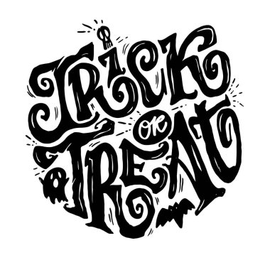 Cadılar Bayramı el yazısı karalama yazısı alıntısı. Tişört tasarımı, kupa baskısı, çanta baskısı, kıyafet modası. % 100 elle çizilmiş vektör resmi.