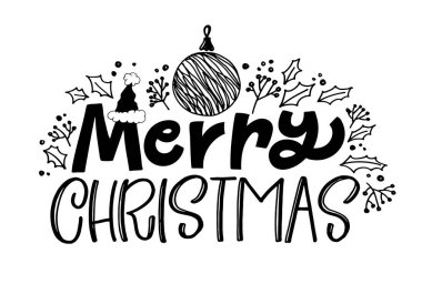 Mutlu Noeller ve mutlu 2026 seneleri. Güzel el çizimi karalama kartpostalları. Merhaba 2026. Holly Jolly, tam mevsimi..