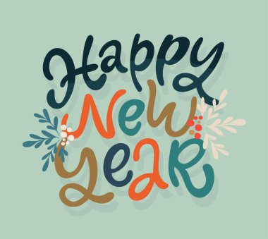 Mutlu Noeller ve mutlu 2026 seneleri. Güzel el çizimi karalama kartpostalları. Merhaba 2026. Holly Jolly, tam mevsimi..